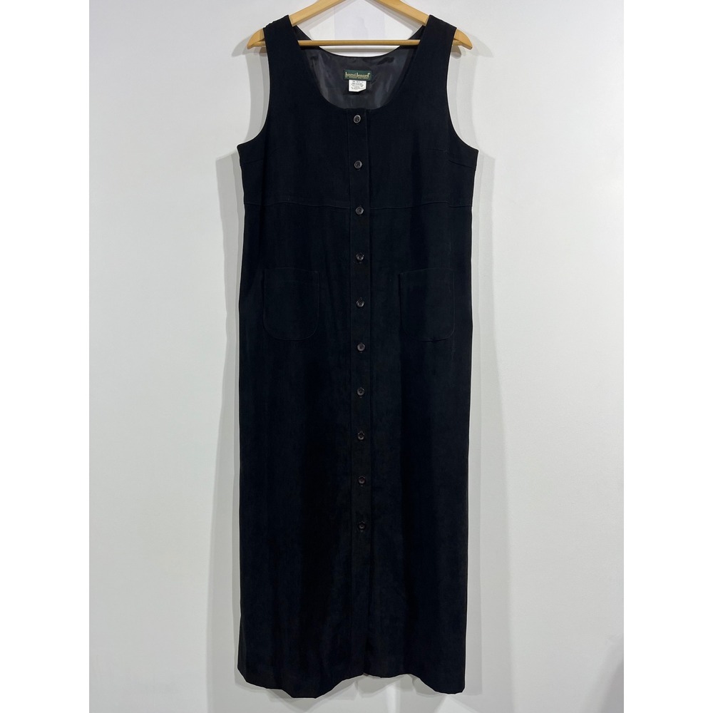 90s Vintage Harve Benard Faux Suede Button Front Maxi Jumper Dress Womens 12